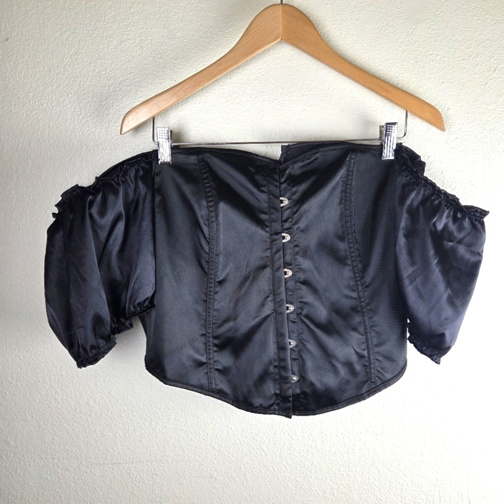 Women's Unbranded Cottagecore Goth Cold Shoulder Elegant Black Corest Top Sz 1X